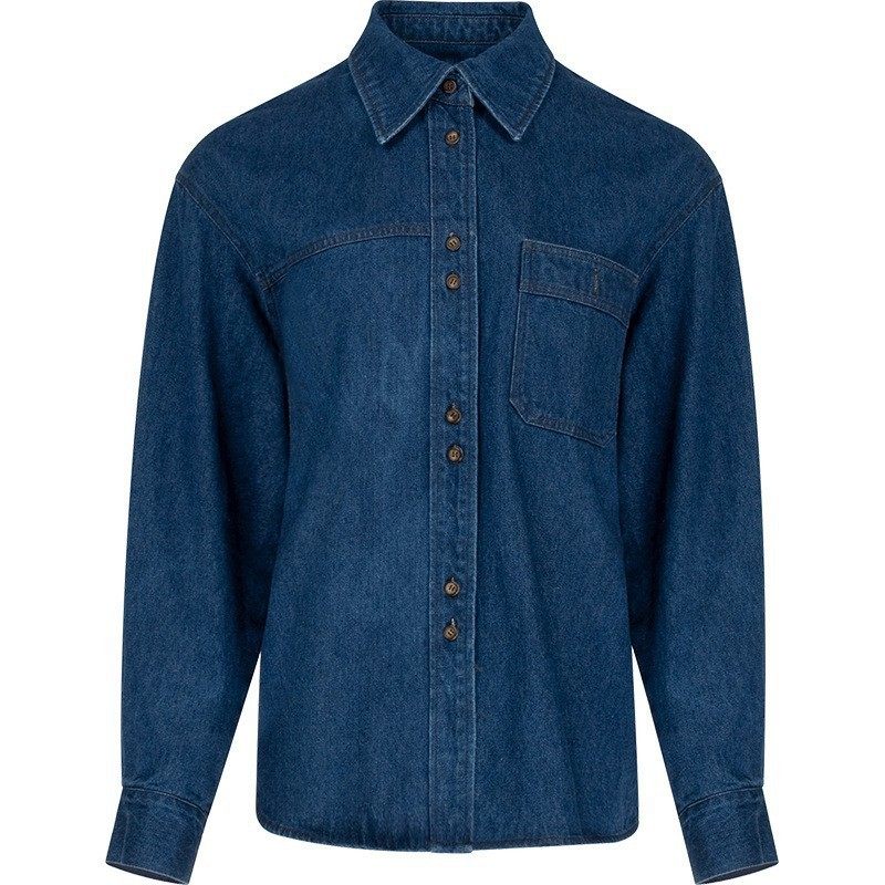 Damesshirt Art Retro Classic Denim Met Lange Mouwen