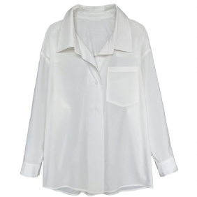 Damesshirt Loose Fit Witte Achterknoop