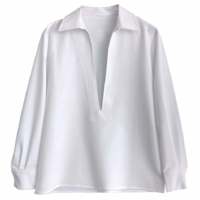 Damesshirt Met Lange Mouwen V-hals Mode Bovenkleding Tops