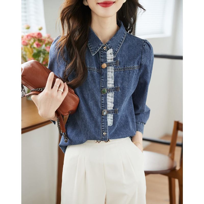 Denim Dames Shirt New Fashion Casual