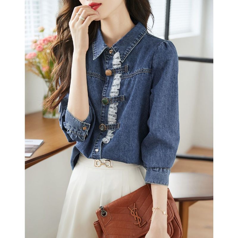 Denim Dames Shirt New Fashion Casual