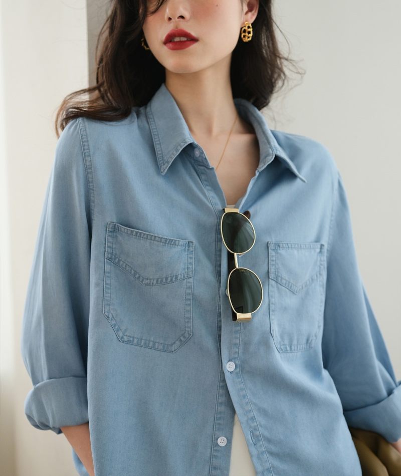 Denim Shirt Dames Retro Temperament Tops