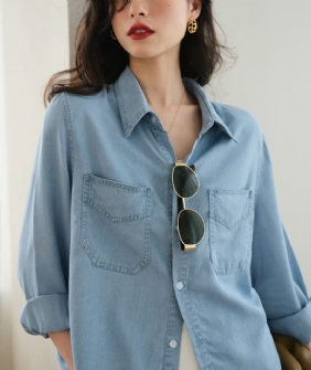 Denim Shirt Dames Retro Temperament Tops