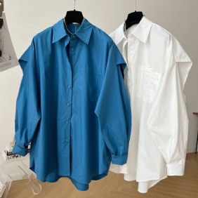 Losvallend Shirt Met Lange Mouwen Dames Trenchcoat Nep Tweedelige Jas