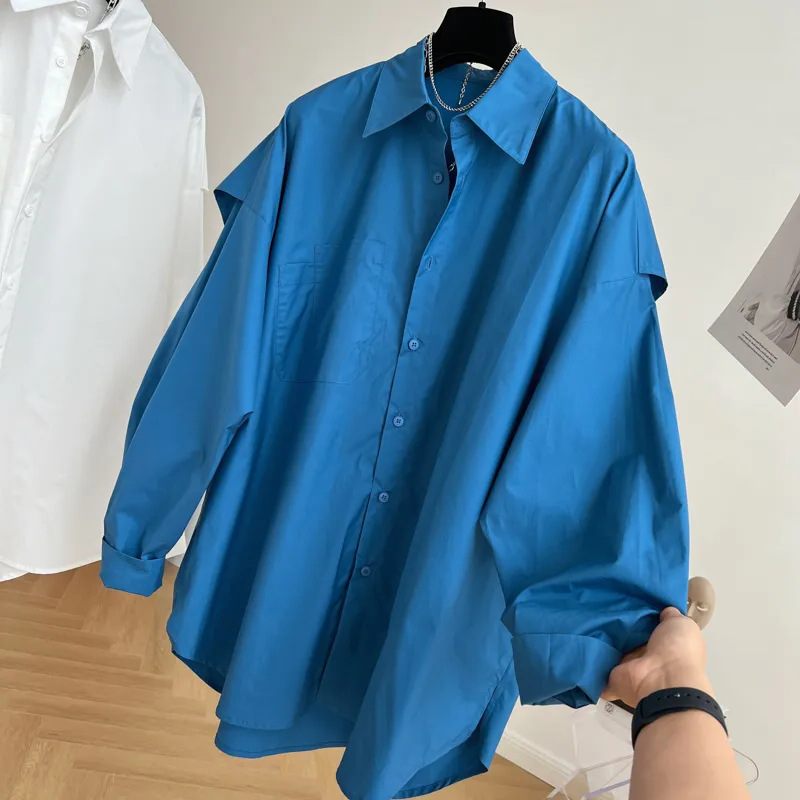 Losvallend Shirt Met Lange Mouwen Dames Trenchcoat Nep Tweedelige Jas