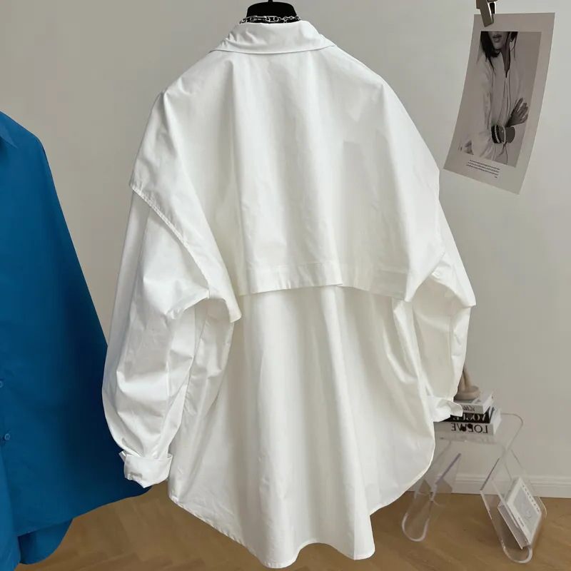 Losvallend Shirt Met Lange Mouwen Dames Trenchcoat Nep Tweedelige Jas