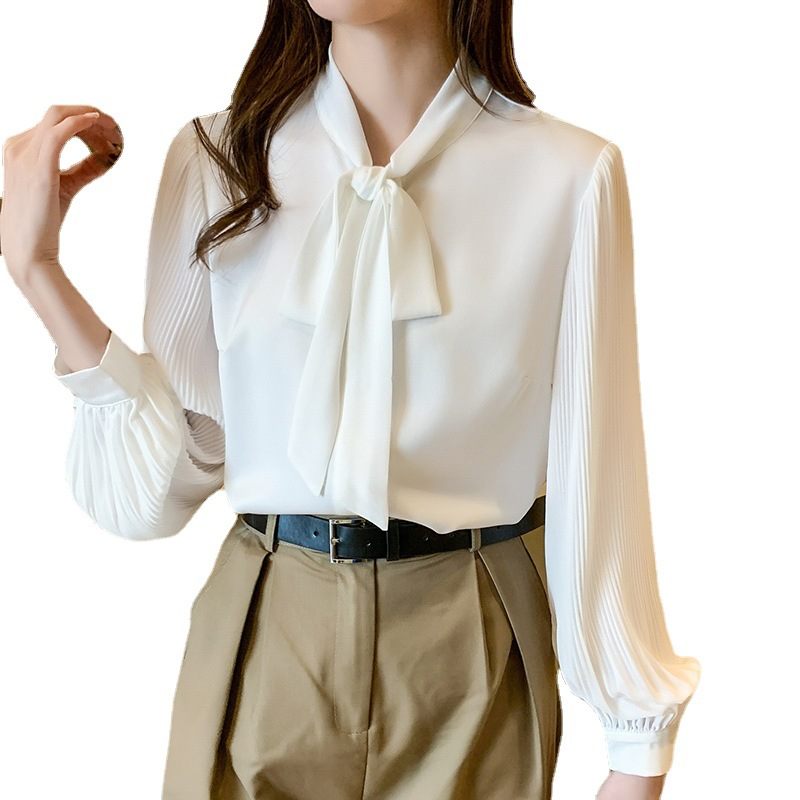 Mode Temperament Chiffon Shirt Dames Top Met Lange Mouwen