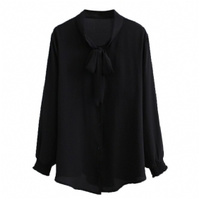 Shirt Dames Vlinderdas Chiffon