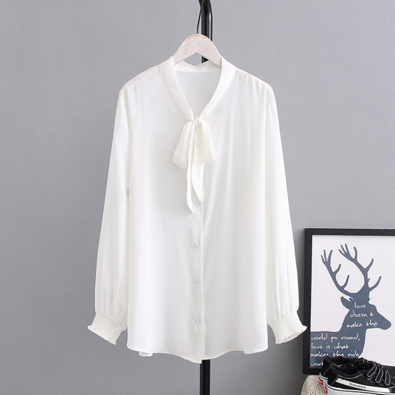 Shirt Dames Vlinderdas Chiffon