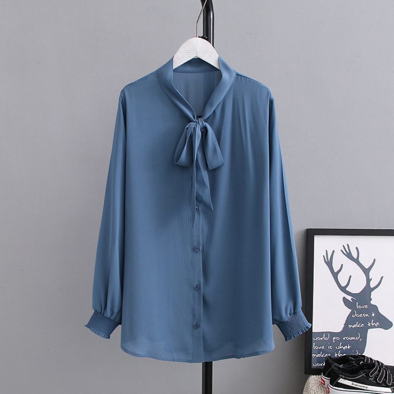 Shirt Dames Vlinderdas Chiffon