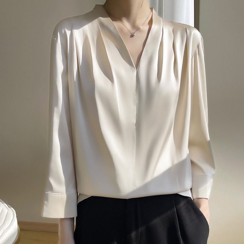 Shirts Met Lange Mouwen Dames Mode Tops Satijn Chiffon