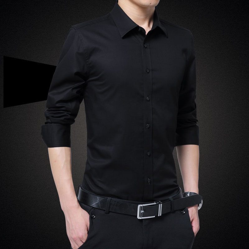 2024 Herenoverhemd Met Lange Mouwen Slim Fit Effen Kleur Knappe Trendy Formele Jurk