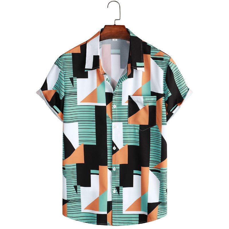 2024 Herenoverhemd Strand Casual Print Overhemd Met Korte Mouwen