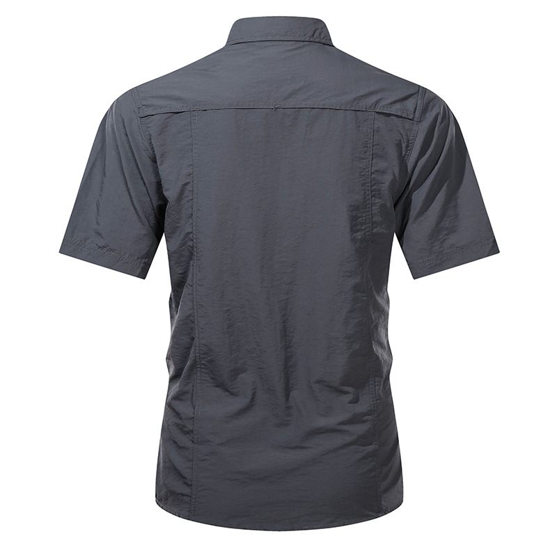 2024 Zomer Nieuw Casual Tooling Shirt Voor Heren Slim Fit Katoenen Overhemd Met Korte Mouwen