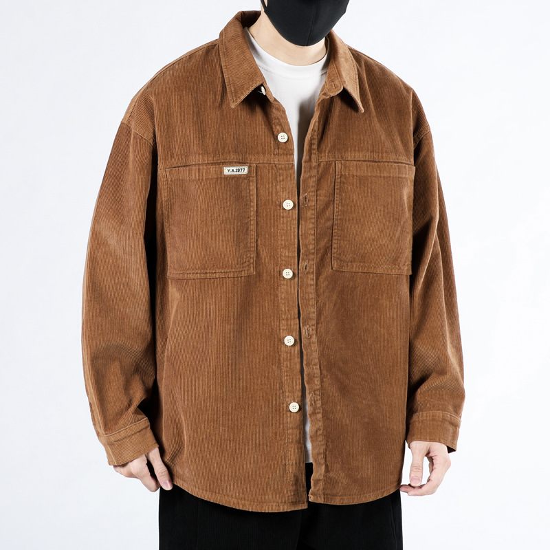 Corduroy Shirt Heren 2024 Lente En Herfst Nieuwe Warme Katoen Losse Casual Jas Lange Mouwen