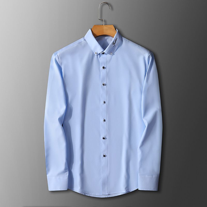 Heren Effen Kleur Shirt Lange Mouw 2024 Lente Zomer Dunne Sectie Casual