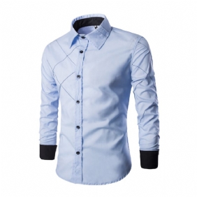 Heren Shirt Met Lange Mouwen Grid Bruine Persoonlijkheid