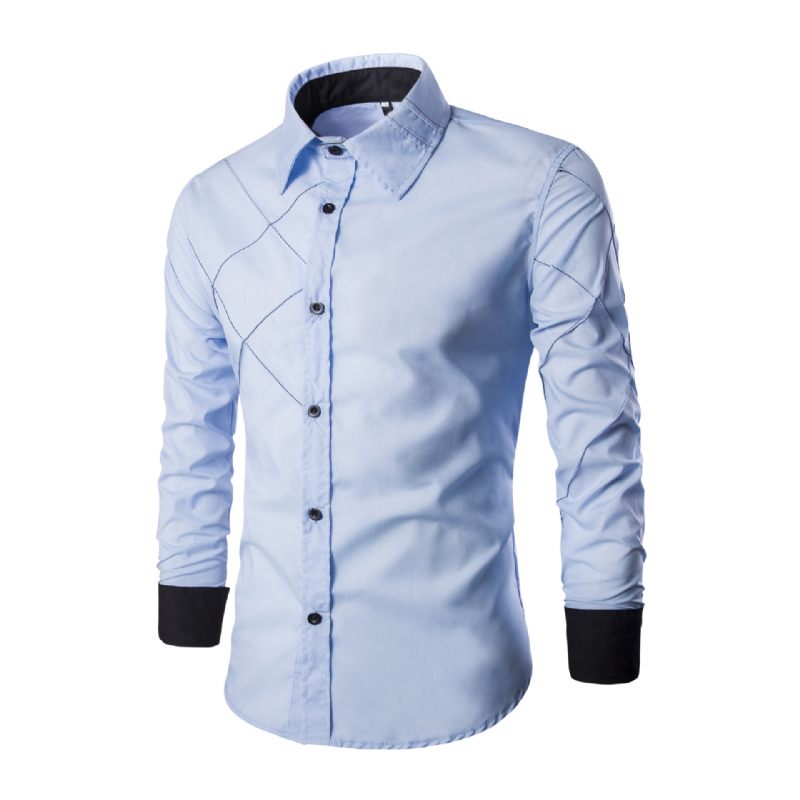 Heren Shirt Met Lange Mouwen Grid Bruine Persoonlijkheid