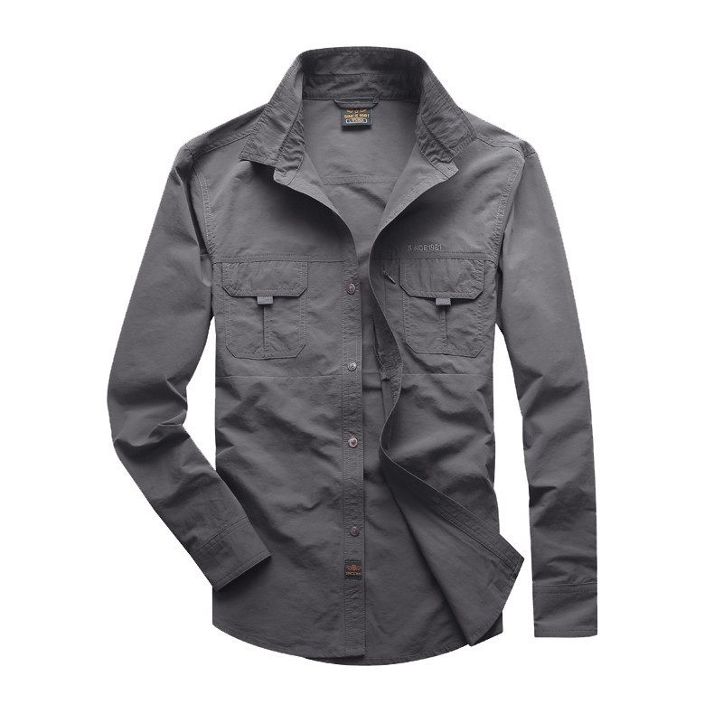 Heren Shirt Met Lange Mouwen Outdoorshirt Grijs