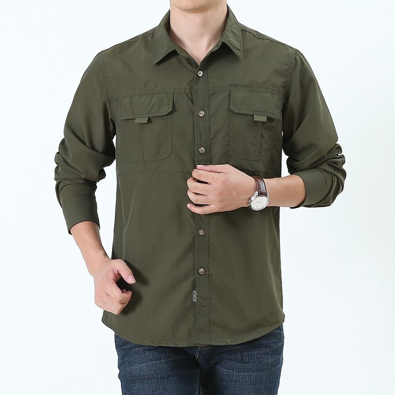 Heren Shirt Met Lange Mouwen Outdoorshirt Grijs