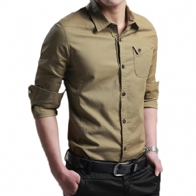 Herenoverhemd 2024 Herfst Lange Mouw Katoen Slim Fit Trend