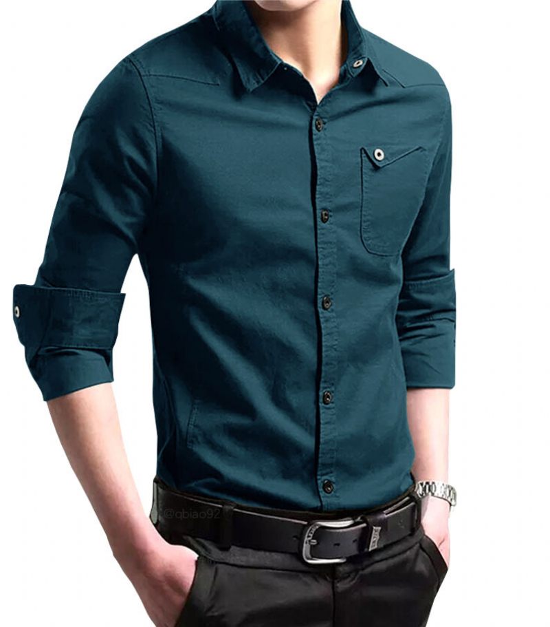 Herenoverhemd 2024 Herfst Lange Mouw Katoen Slim Fit Trend