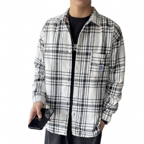 Herenoverhemd 2024 Lente En Herfst Nieuwe Stijl Lange Mouw Trendy Casual Plaid Knap