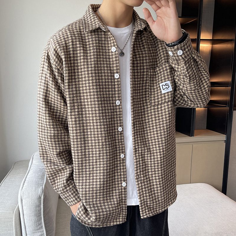 Herenoverhemd 2024 Lente En Herfst Nieuwe Stijl Lange Mouw Trendy Casual Plaid Knap