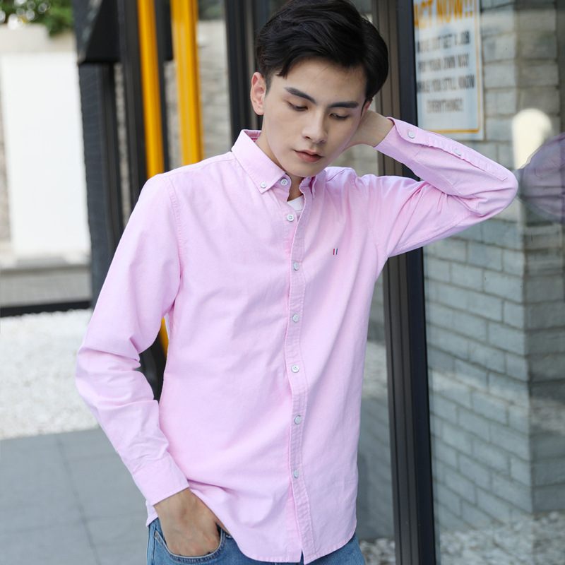 Herfst Katoenen Heren Shirt Met Lange Mouwen Slim Fit Casual