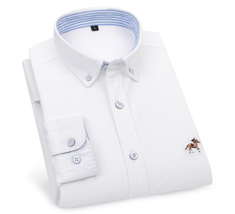 Herfst Katoenen Heren Shirt Met Lange Mouwen Slim Fit Casual