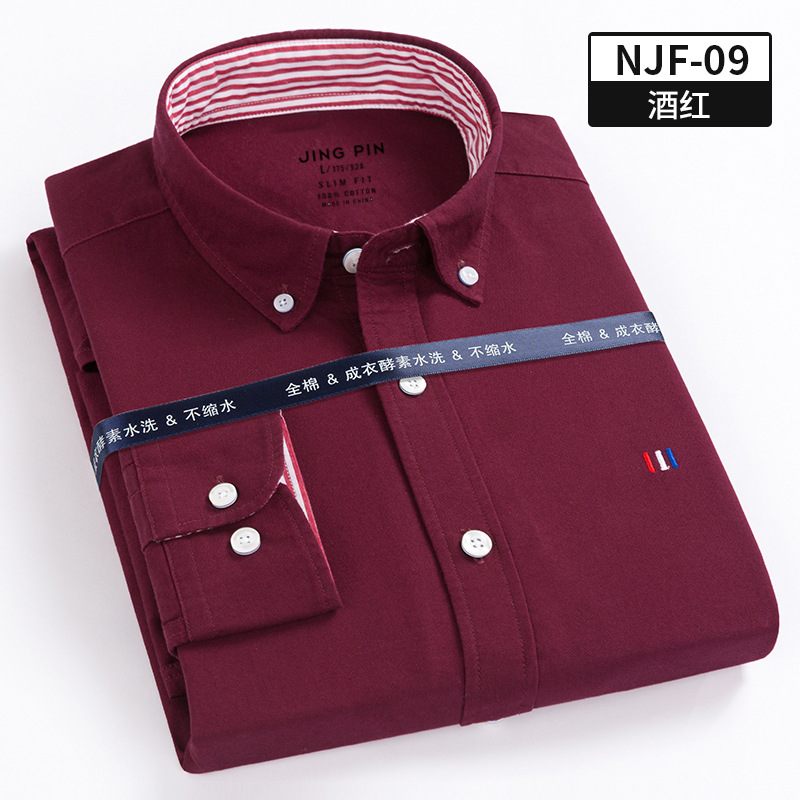 Herfst Katoenen Heren Shirt Met Lange Mouwen Slim Fit Casual