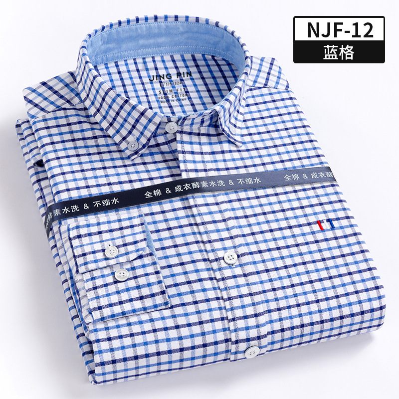 Herfst Katoenen Heren Shirt Met Lange Mouwen Slim Fit Casual