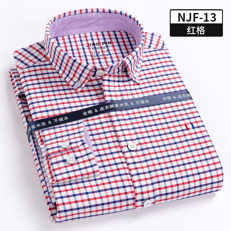 Herfst Katoenen Heren Shirt Met Lange Mouwen Slim Fit Casual