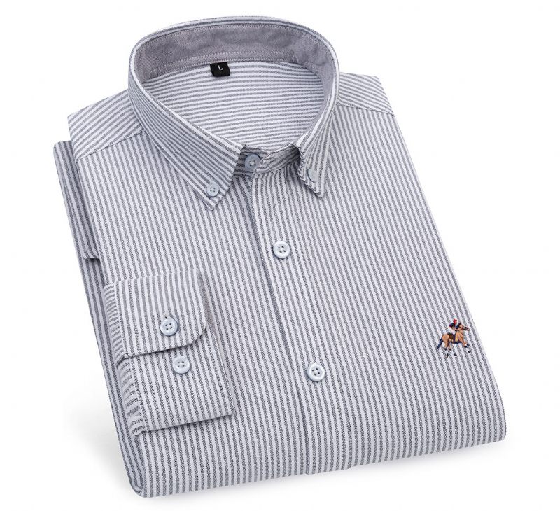 Herfst Katoenen Heren Shirt Met Lange Mouwen Slim Fit Casual