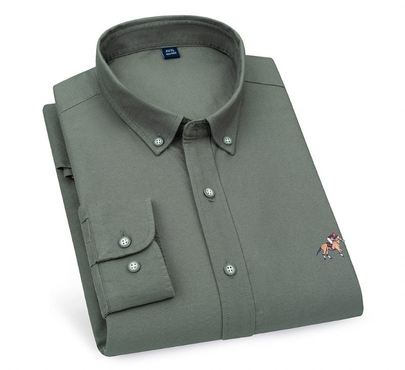 Herfst Katoenen Heren Shirt Met Lange Mouwen Slim Fit Casual