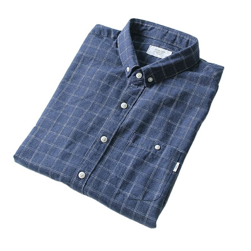 Katoenen Geruit Herenshirt Met Lange Mouwen Casual