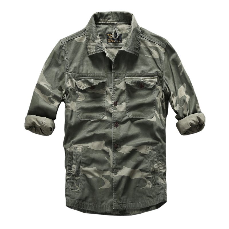 Lente Zomer Casual Lange Mouw Heren Camouflage Top Multi Pocket Tooling