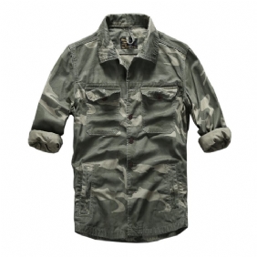 Lente Zomer Casual Lange Mouw Heren Camouflage Top Multi Pocket Tooling