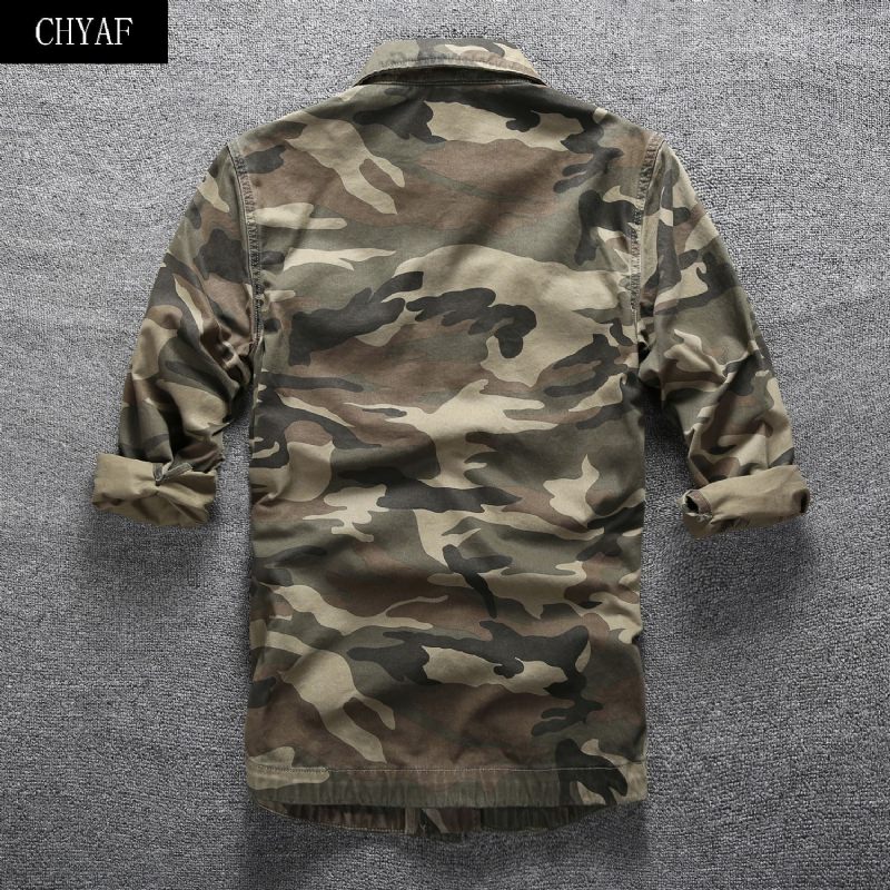 Lente Zomer Casual Lange Mouw Heren Camouflage Top Multi Pocket Tooling