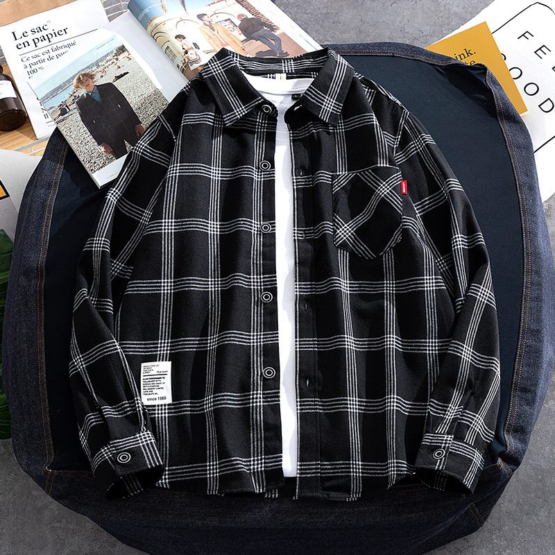 Nieuw Heren Overhemd Casual Plaid Lange Mouwen Lichtblauw