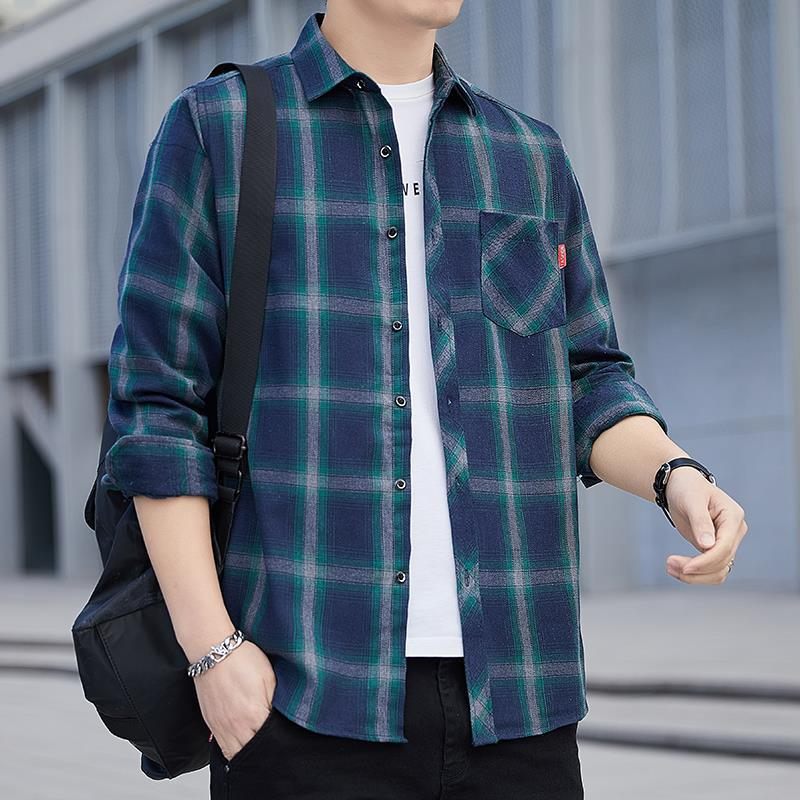 Plaid Shirt 2024 Heren Casual Lange Mouw