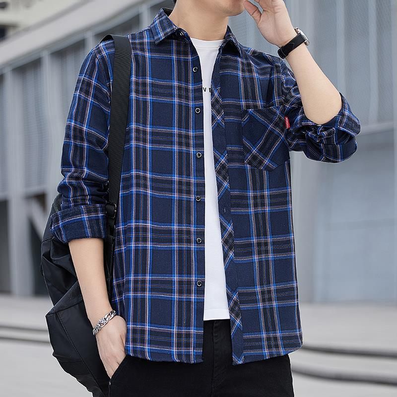 Plaid Shirt 2024 Heren Casual Lange Mouw