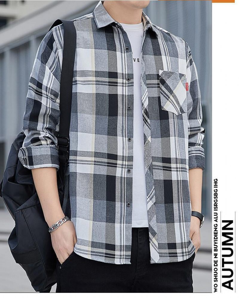 Plaid Shirt 2024 Heren Casual Lange Mouw