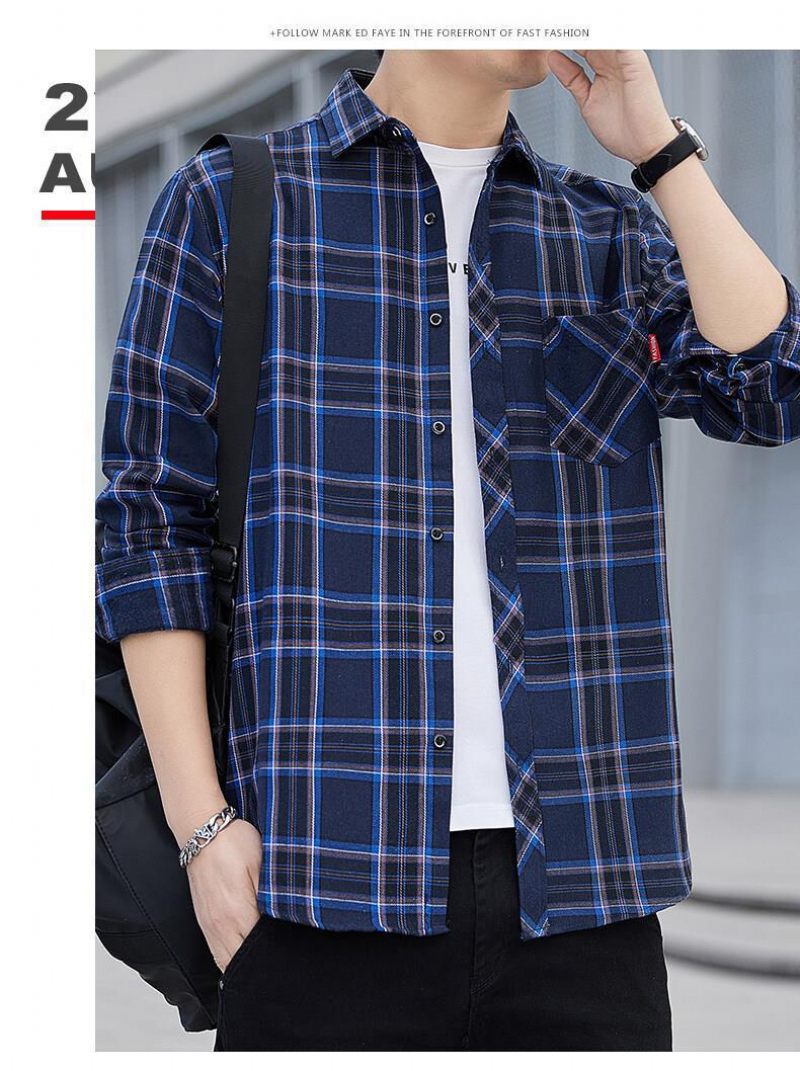 Plaid Shirt 2024 Heren Casual Lange Mouw