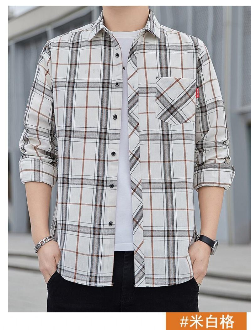 Plaid Shirt 2024 Heren Casual Lange Mouw