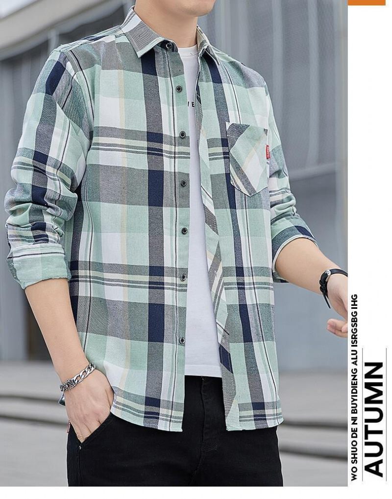 Plaid Shirt 2024 Heren Casual Lange Mouw