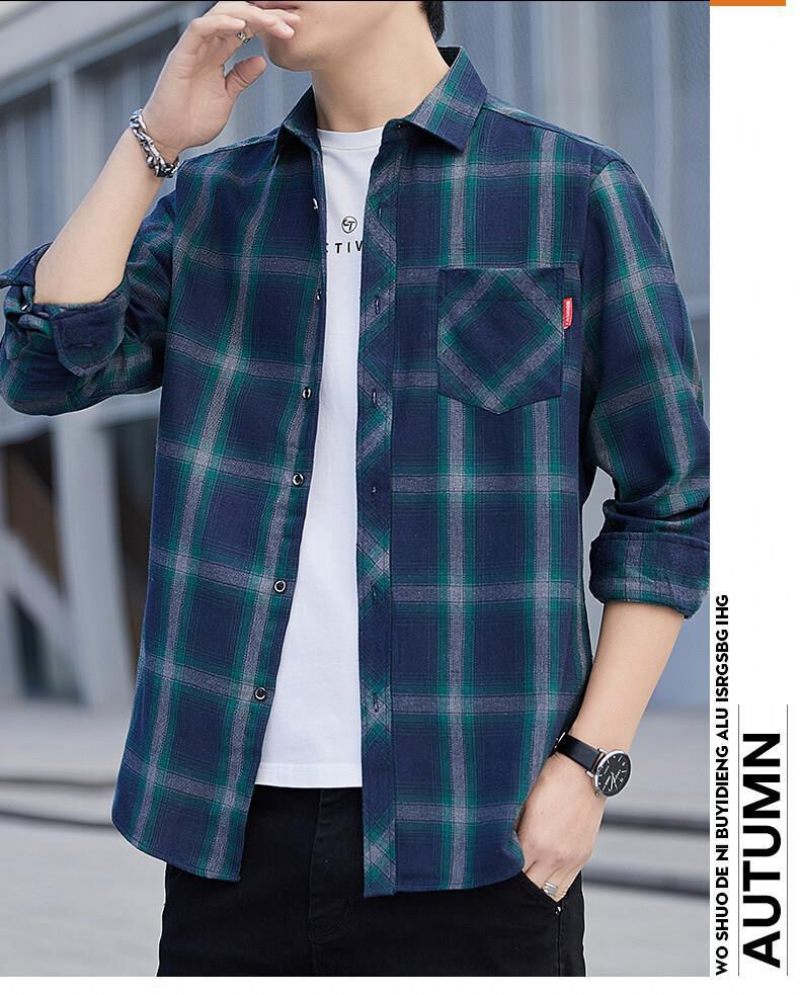 Plaid Shirt 2024 Heren Casual Lange Mouw