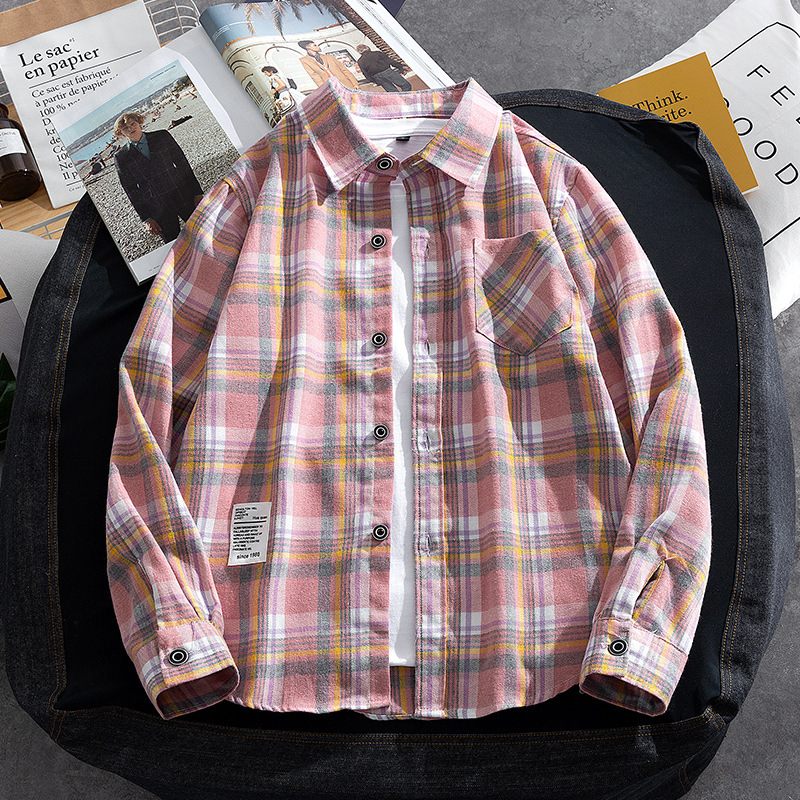 Shirt Heren Plaid Trendy Knappe Jas Lange Mouwen