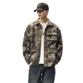 Tooling Shirt Heren Jas Camouflage Retro Casual Trend Losse Lange Mouwen