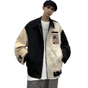 2024 Heren Hip Hop Patchwork Jassen Lente Herfst Bovenkleding